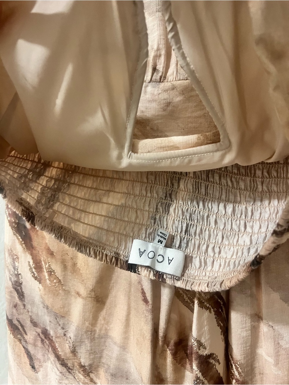 Strapless Marble-Print Wide-Leg Jumpsuit - Beige Marble - Picture 4 of 4
